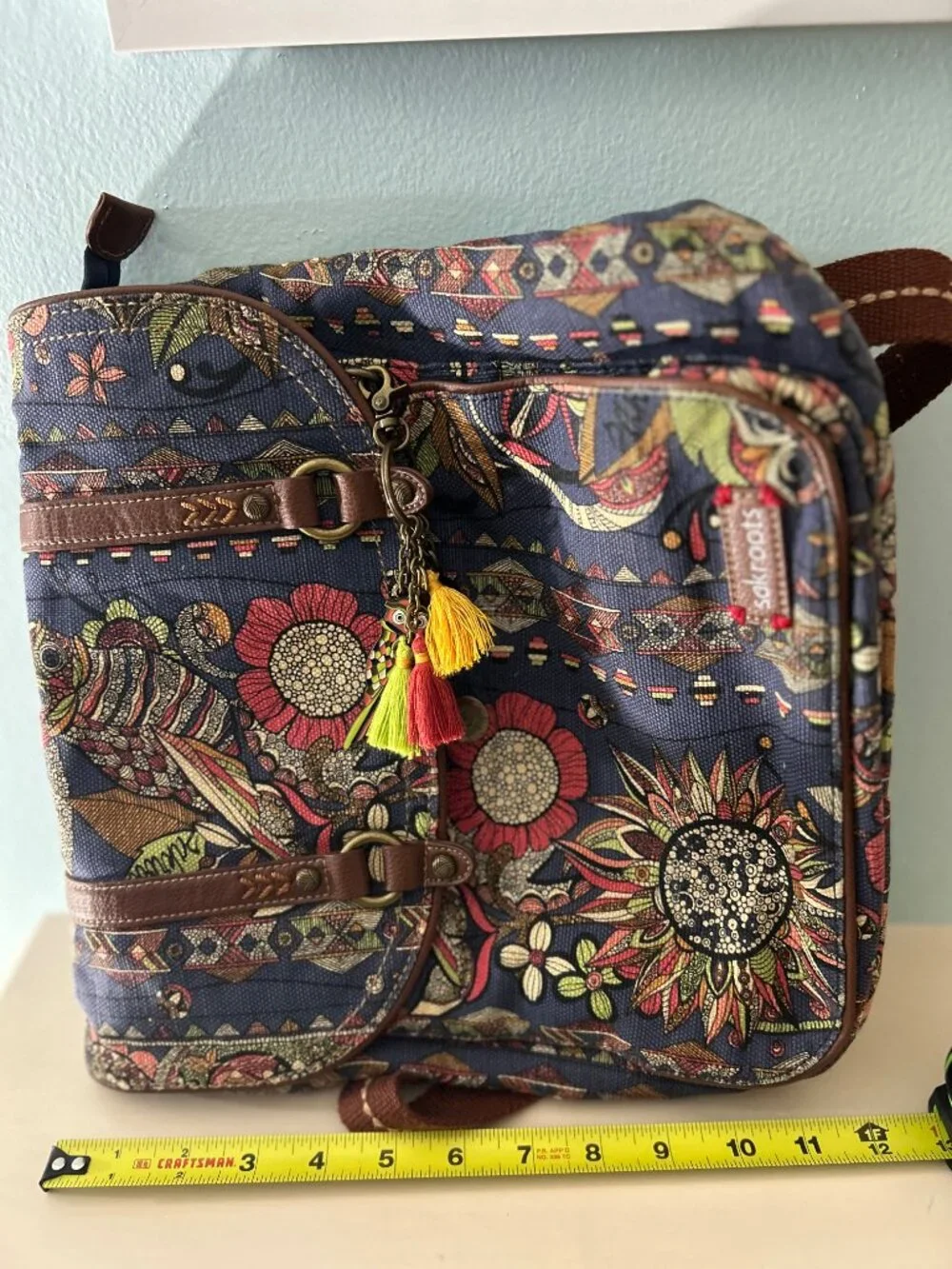 Sakroots Navy Owl and Floral Print Backpack